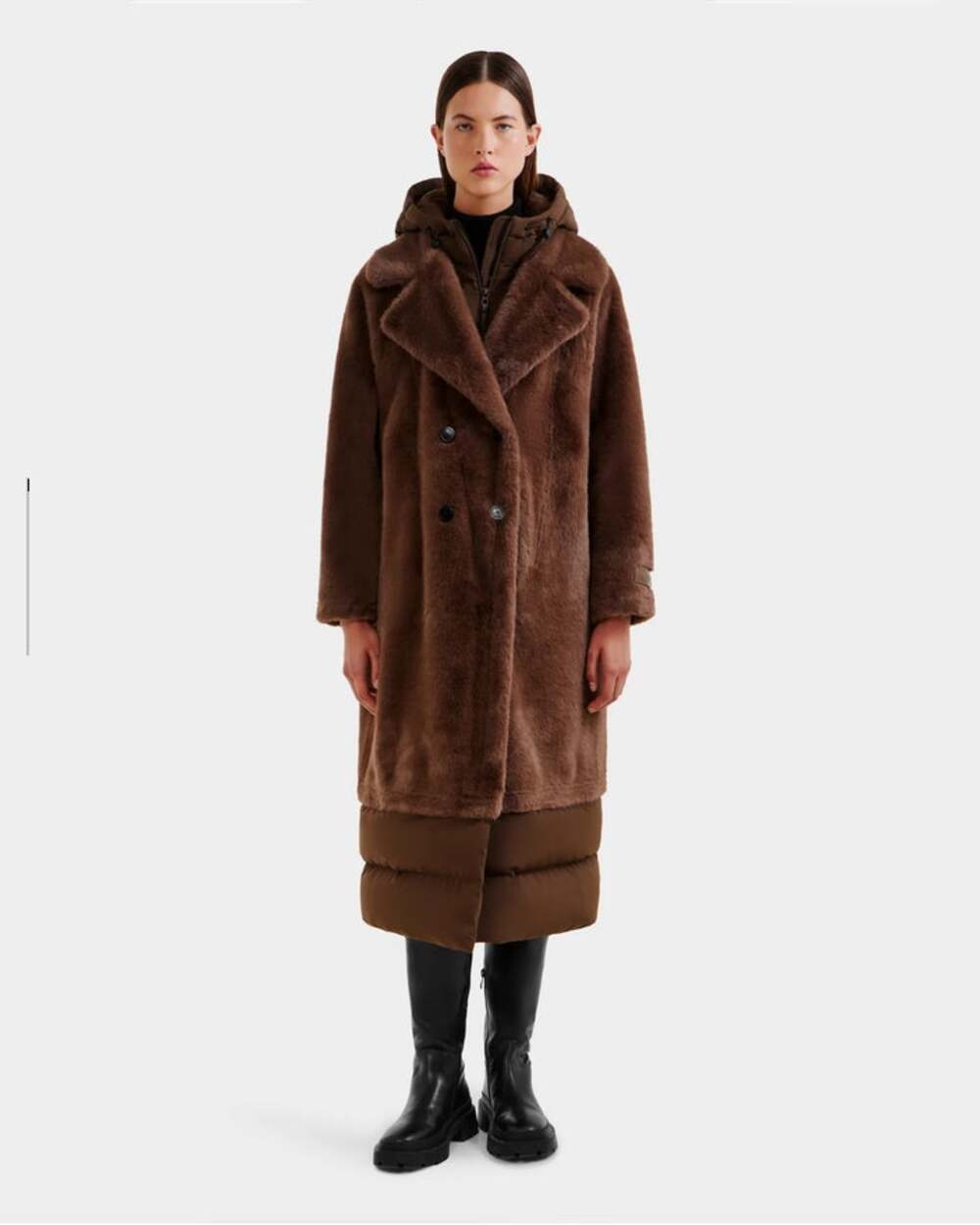 Rudsak Siena Faux Fur Coat with Puffer Dickie Size L